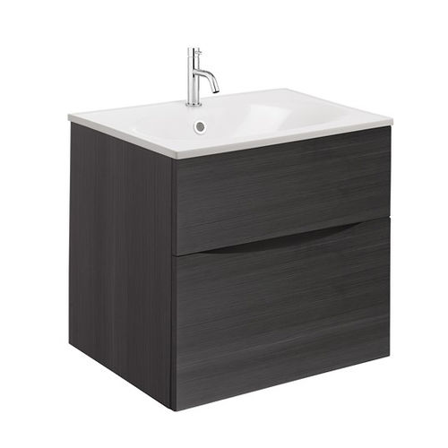 Crosswater Glide II Vanity Unit With White Cast Basin (500mm, Steelwood, 1TH).