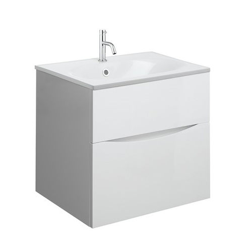 Crosswater Glide II Vanity Unit With White Cast Basin (500mm, White Gloss, 1TH).