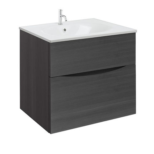 Crosswater Glide II Vanity Unit With White Cast Basin (600mm, Steelwood, 1TH).