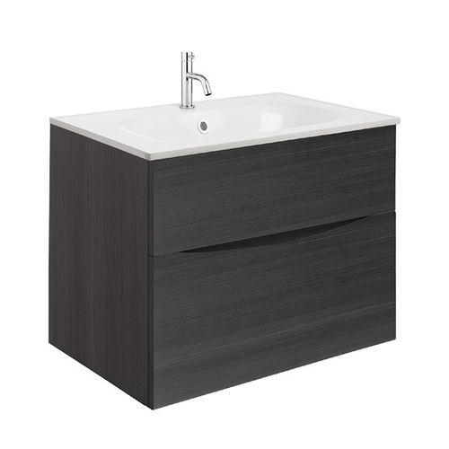 Crosswater Glide II Vanity Unit With White Cast Basin (700mm, Steelwood, 1TH).