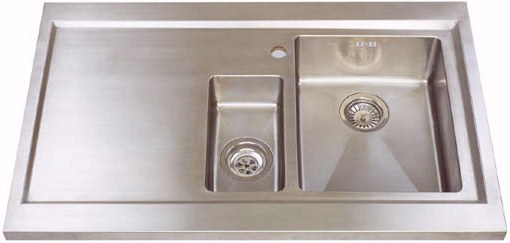 Larger image of Astracast Sink Bistro 1.5 bowl sit on work centre with left hand drainer & extras.