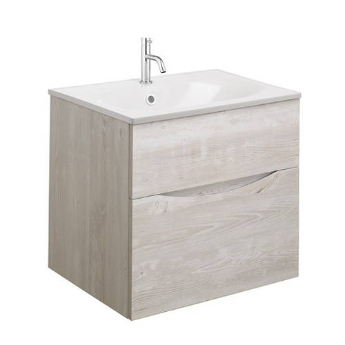 Larger image of Crosswater Glide II Vanity Unit With White Cast Basin (500mm, Nordic Oak, 1TH).