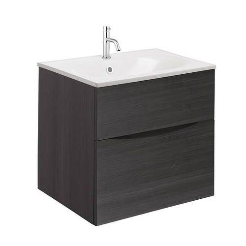 Larger image of Crosswater Glide II Vanity Unit With White Cast Basin (500mm, Steelwood, 1TH).