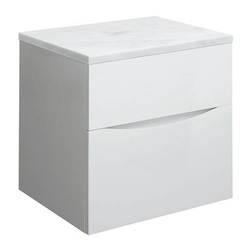 Larger image of Crosswater Glide II Vanity Unit With Marble Worktop (500mm, White Gloss).