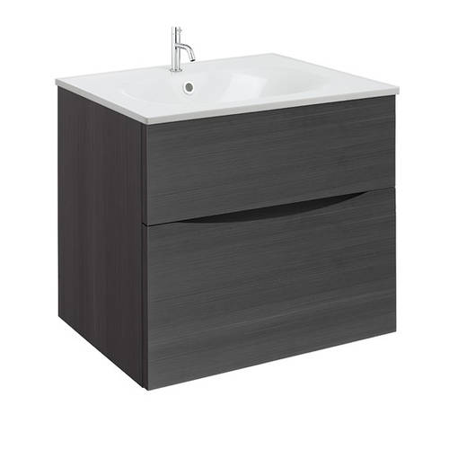 Larger image of Crosswater Glide II Vanity Unit With White Cast Basin (600mm, Steelwood, 1TH).