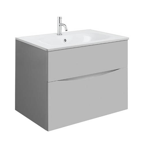 Larger image of Crosswater Glide II Vanity Unit With White Cast Basin (700mm, Storm Grey, 1TH).