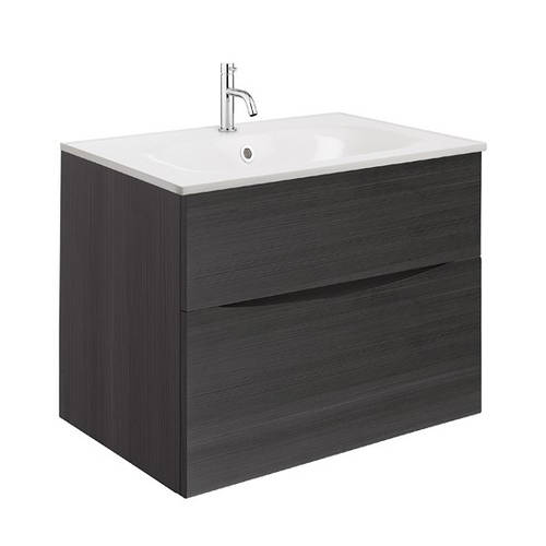 Larger image of Crosswater Glide II Vanity Unit With White Cast Basin (700mm, Steelwood, 1TH).