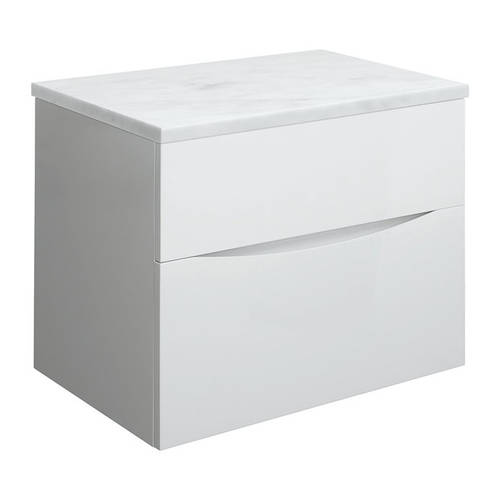 Larger image of Crosswater Glide II Vanity Unit With Marble Worktop (700mm, White Gloss).