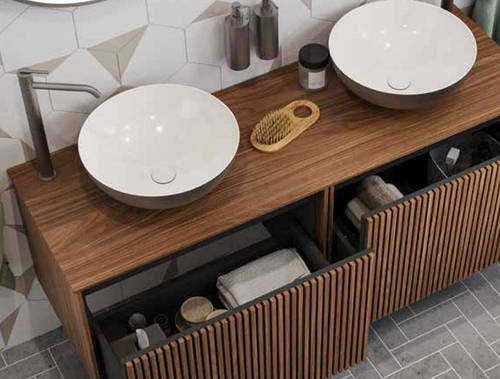 Example image of Crosswater Limit Wall Hung Vanity Unit With Top (1200mm, Walnut).