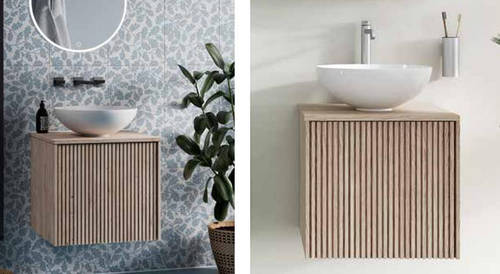 Example image of Crosswater Limit Wall Hung Vanity Unit With Top (600mm, Oak).