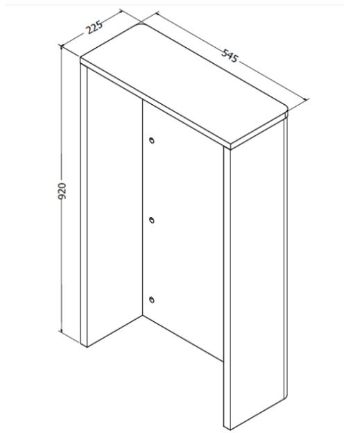 Technical image of Crosswater Toilet Furniture WC Unit (545mm, Matt Black).