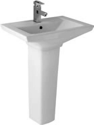 Larger image of Hydra Verve Square Basin With Pedestal. 585x390mm.