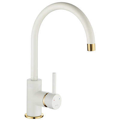 1810 Purquartz Courbe Kitchen Tap (Polar White & Gold Brass).