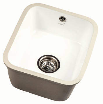 1810 Undermounted Ceramic Kitchen Sink With Waste (370x435mm).