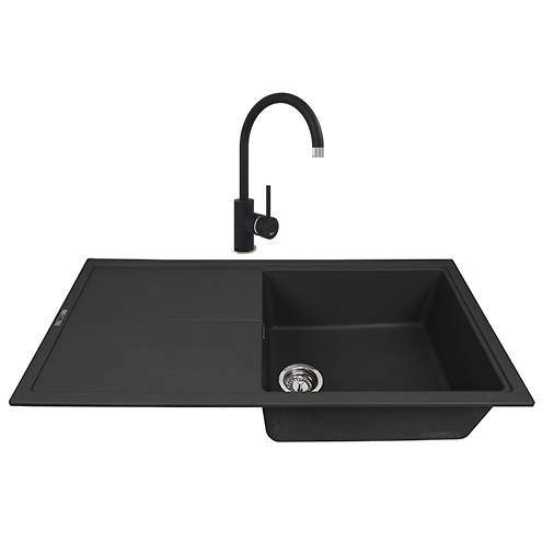 1810 Kitchen Sink & Tap Pack, 1.0 Bowl (1000x500, Metallic Black).