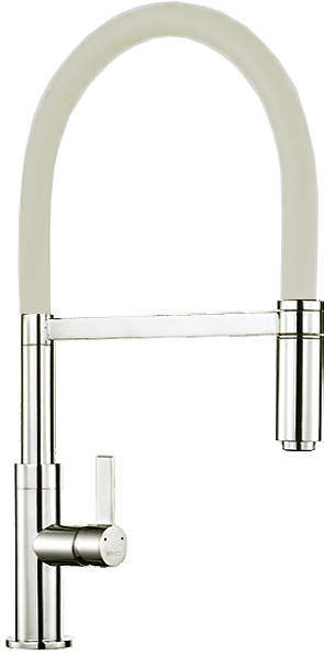 1810 Spirale Single Lever Rinser Kitchen Tap (Brushed Steel & Latte).