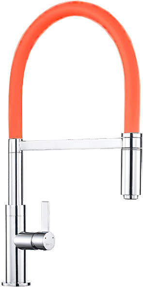 1810 Spirale Single Lever Rinser Kitchen Tap (Chrome & Orange).