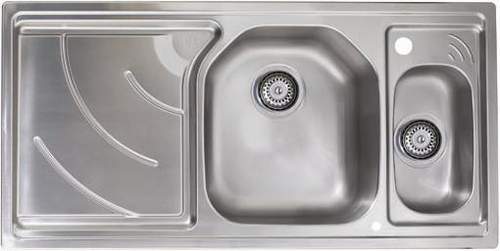 Astracast Sink Echo 1.5 bowl stainless steel kitchen sink with left hand drainer.