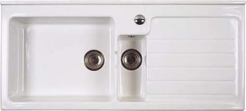Astracast Sink Jersey 1.5 bowl sit-in ceramic kitchen sink with right hand drainer.