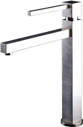 Astracast Nexus Serenita high rise kitchen mixer tap in brushed steel.