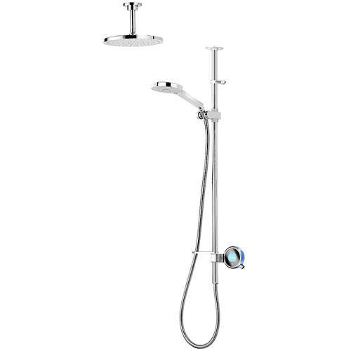 Aqualisa Q Q Smart 24BL With Ceiling Fed Rail Kit, Head & Blue Acc (Gravity).