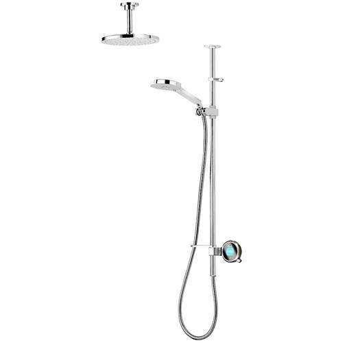 Aqualisa Q Q Smart 24P With Ceiling Fed Rail Kit, Head & Pewter Acc (GP).