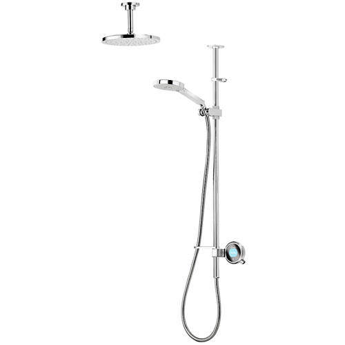 Aqualisa Q Q Smart 24S With Ceiling Fed Rail Kit, Head & Silver Acc (Gravity).