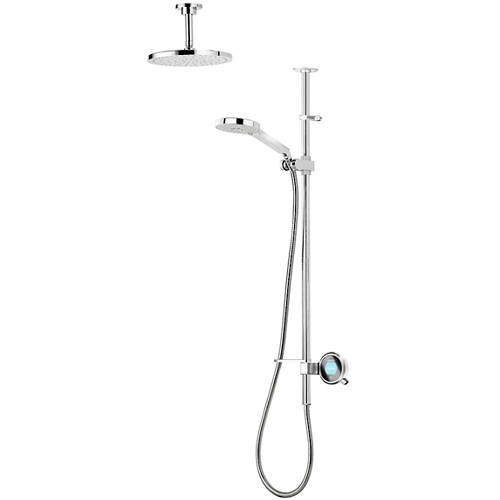 Aqualisa Q Q Smart 24W With Ceiling Fed Rail Kit, Head & White Acc (Gravity).