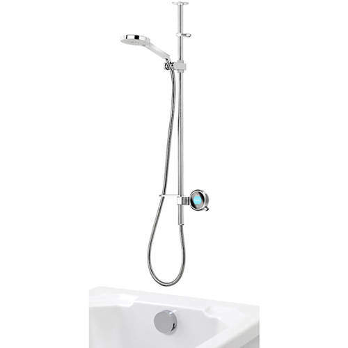 Aqualisa Q Q Smart 25C, Ceiling Fed Rail Kit, Bath Fill & Chrome Accent (HP).