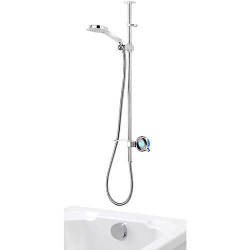 Aqualisa Q Q Smart 26BL, Ceiling Fed Rail Kit, Bath Fill & Blue Accent (Gravity).