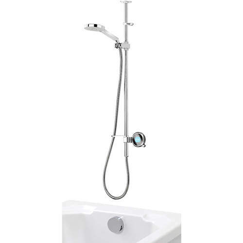 Aqualisa Q Q Smart 26GR, Ceiling Fed Rail Kit, Bath Fill & Grey Accent (Gravity).