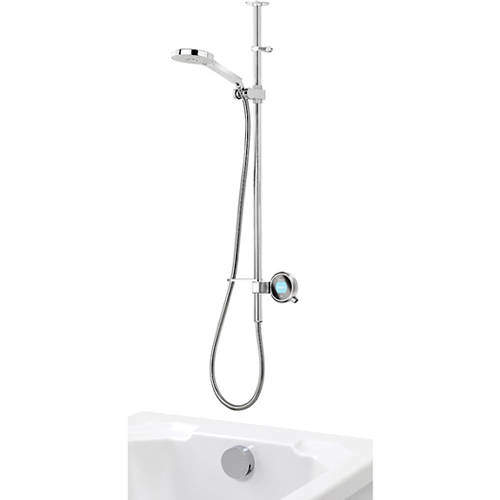 Aqualisa Q Q Smart 26S, Ceiling Fed Rail Kit, Bath Fill & Silver Accent (Gravity).