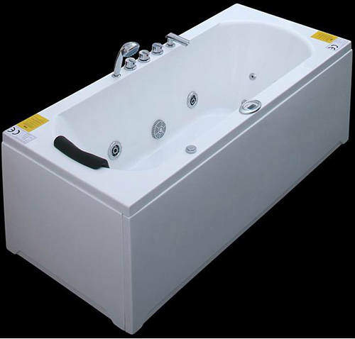 Crown Straight Whirlpool Bath With Panels. 1700x750mm.