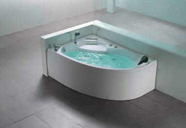 Crown Offset Corner Whirlpool Bath. 1500x1000mm (Left Hand).