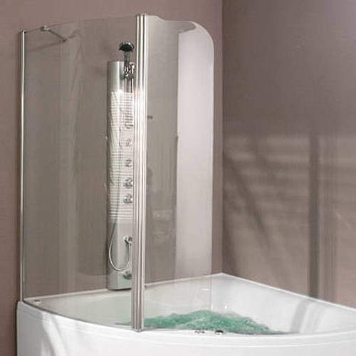 Aquaestil Gemma Hinged Bath Screen (Left Handed).  1230x1500mm.