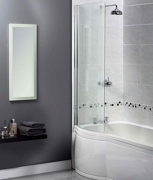 Aqualux Shine Curved Bath Screen. 710x1500mm (Reversable).