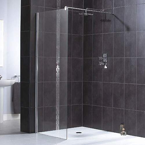 Aqualux Shine Glass Shower Panel With Wall Bracket 1000x1900mm 1160502.