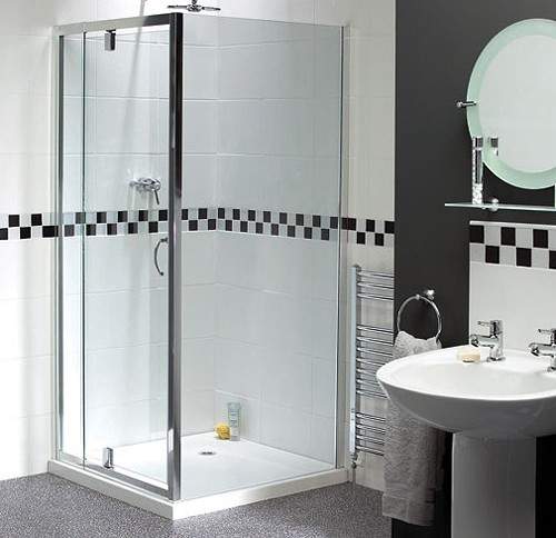 Waterlux Telescopic Pivot Shower Door. 760 to 900mm Trays.