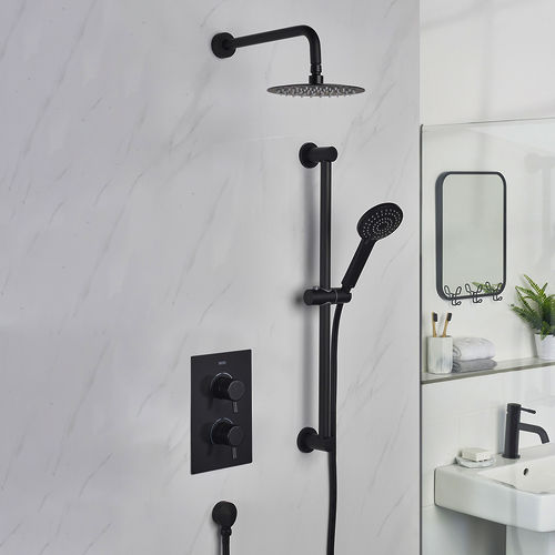 Bristan Apelo Thermostatic Shower Pack With Slide Rail Kit (Matt Black).