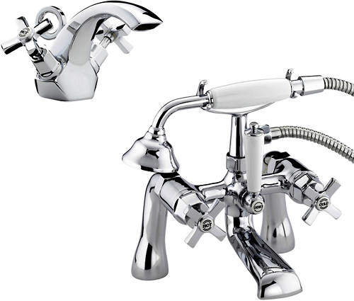 Bristan Art Deco Basin Mixer & BSM Taps Pack With Ceramic Disc Valves.