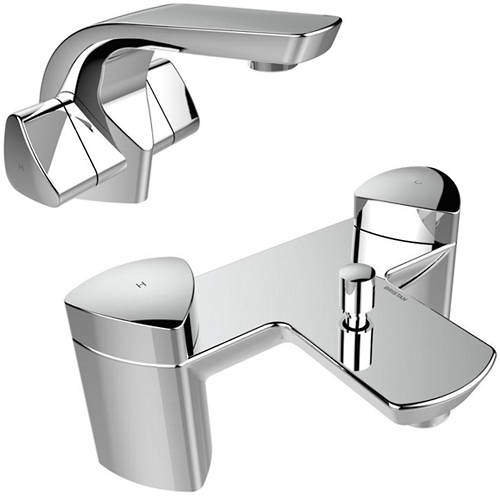 Bristan Bright Basin & Bath Shower Mixer Taps Pack (Chrome).