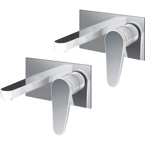 Bristan Claret Wall Mounted Basin & Bath Filler Tap Pack (White & Chrome).