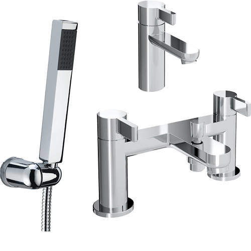 Bristan Clio Basin & Bath Shower Mixer Tap Pack (Chrome).