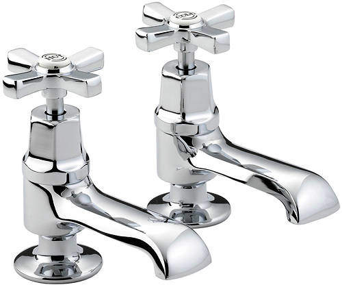 Bristan Art Deco 1/2" Basin Taps With Ceramic Disc Valves (Chrome).