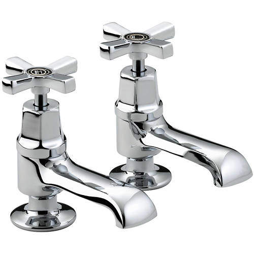 Bristan Art Deco 1/2" Basin Taps With Ceramic Disc Valves (Chrome).