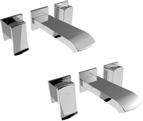 Bristan Descent Wall Mounted Basin & Bath Filler Tap Pack (Chrome).