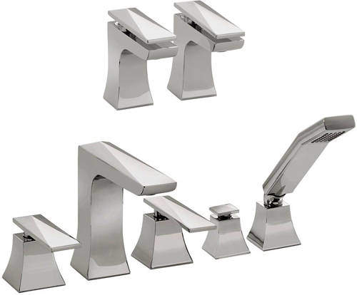 Bristan Ebony Basin & 5 Hole Bath Shower Mixer Tap Pack (Chrome).