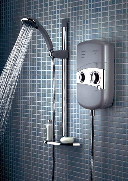 Bristan Electric Showers 10.4Kw Electric Shower & Riser Rail Kit, Matt Chrome.