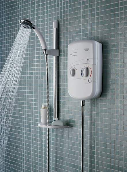 Bristan Electric Showers 8.5Kw Electric Shower With Riser Rail Kit In White.