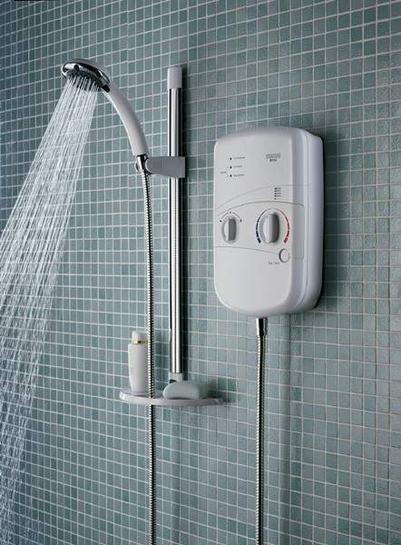 Bristan Electric Showers 9.5Kw Electric Shower With Riser Rail Kit In White.